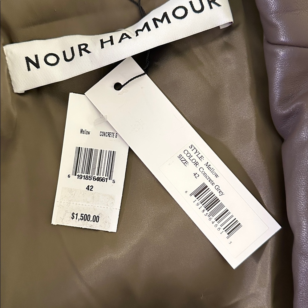 Nour Hammour Brown Leather Belted Winter Jacket - Picture 6 of 8